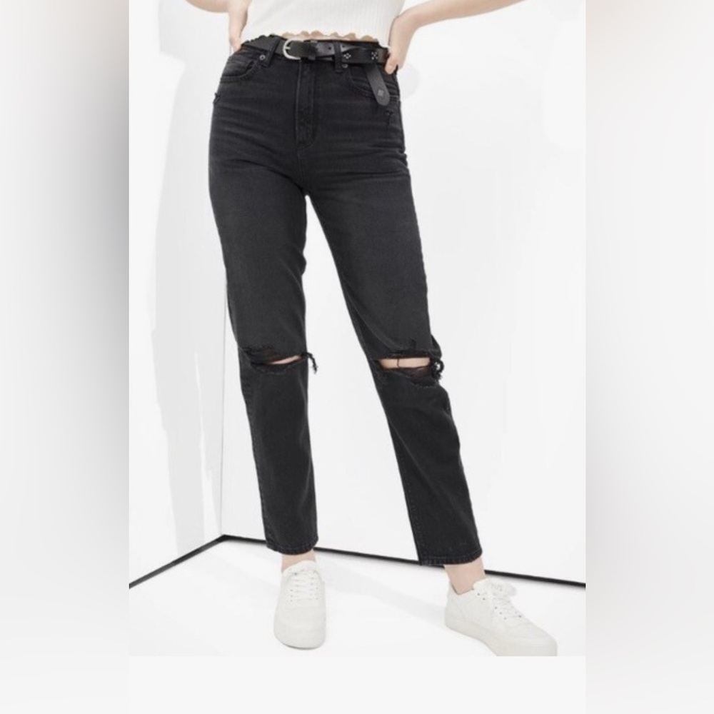American Eagle black mom straight jeans